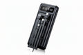 Black battery charger with digital display on a white background