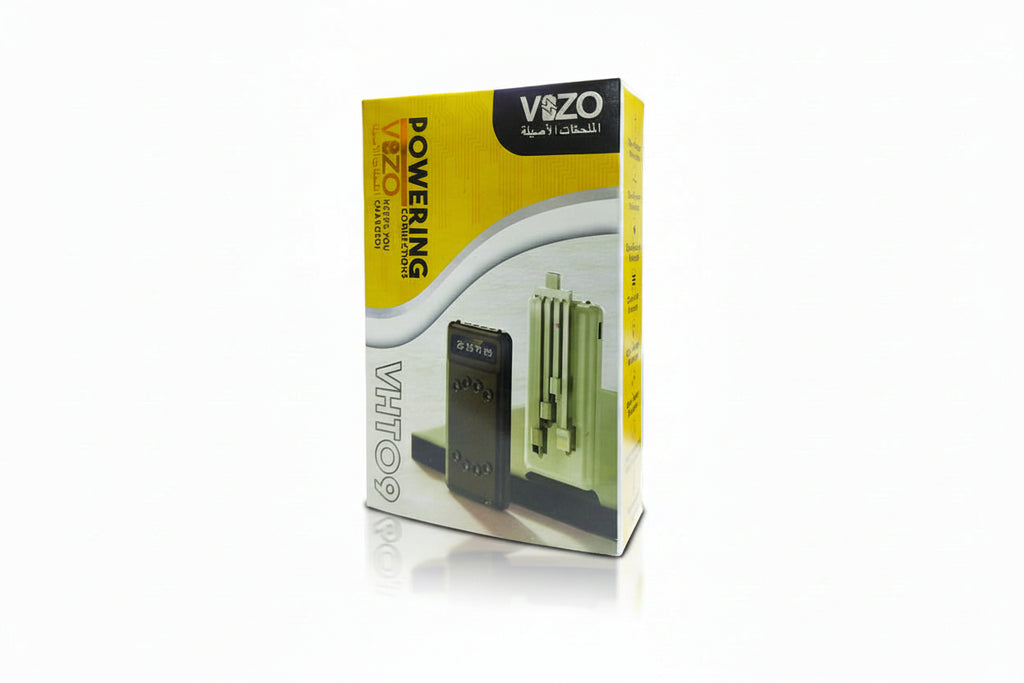 Vazo power adapter packaging on a white background