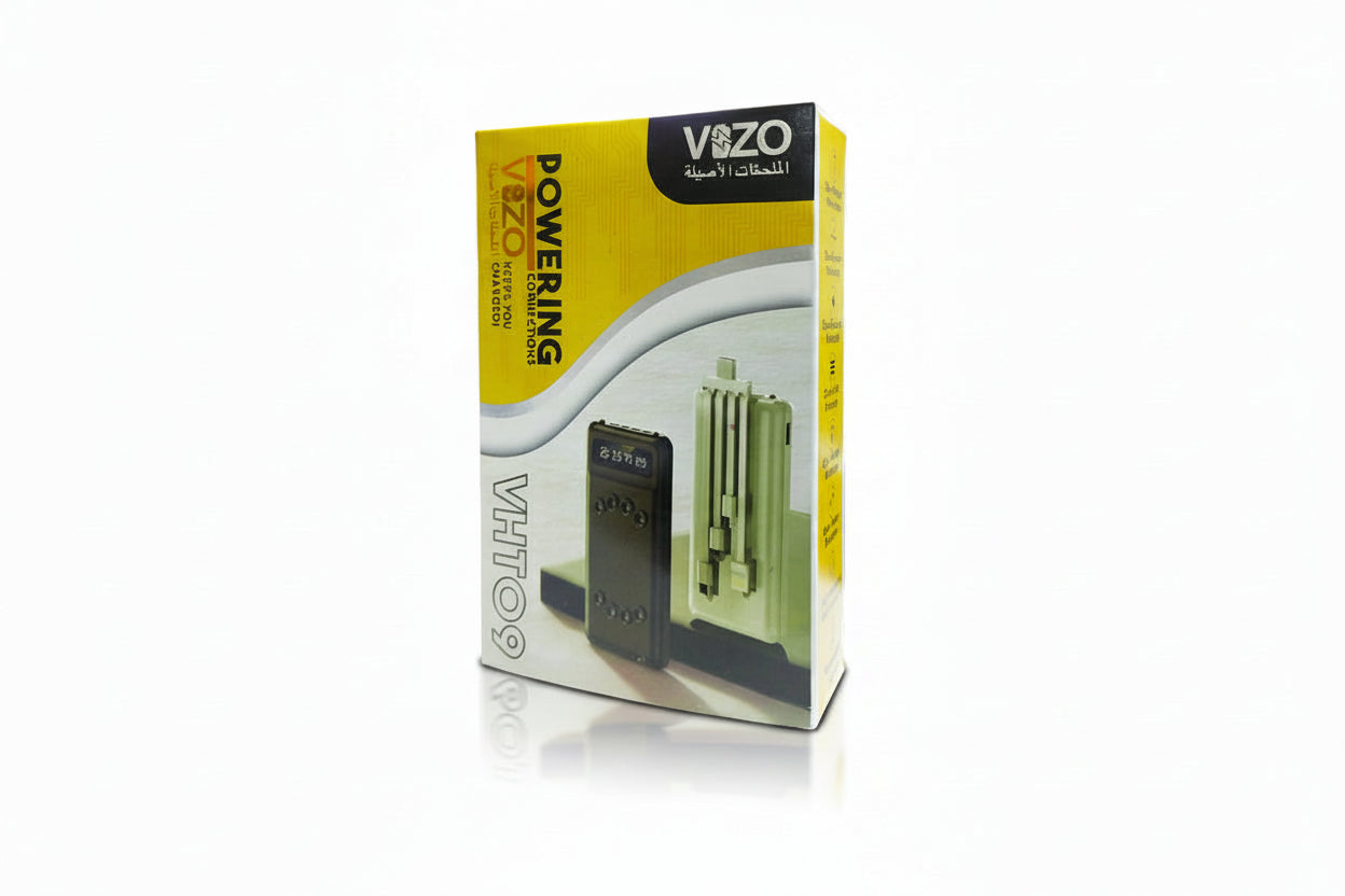 Vazo power adapter packaging on a white background
