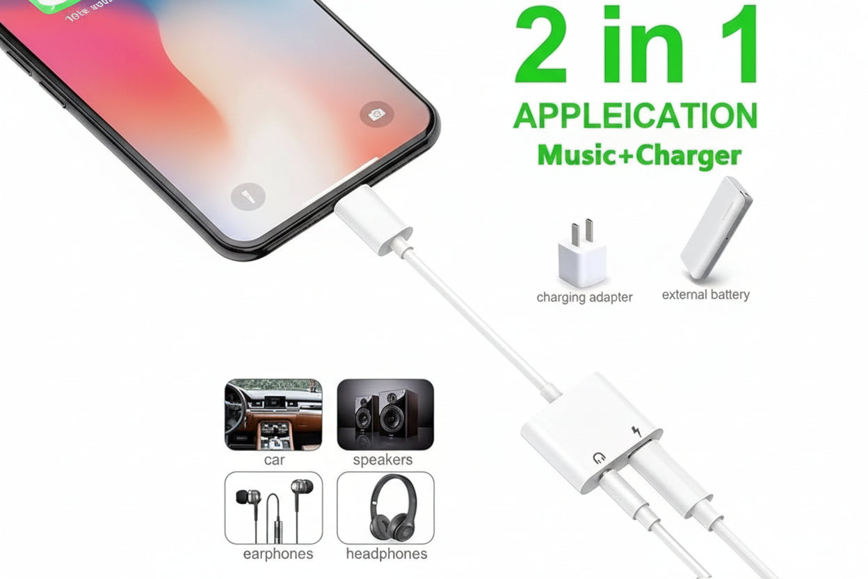 Apple iPhone Connector Lightning to 3.5mm Earphone Jack & Mobile Charging Jack