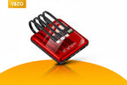 Red electronic device with black components on a white background, featuring the Vazo brand.