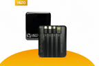 Vazo battery pack and multiple batteries on an orange background