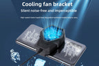 Cooling fan bracket with text on a blue background