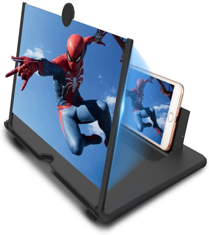 Mobile Screen Magnifier – HD 3D Video Amplifier & Foldable Smartphone Stand | Eye Protection Theater Experience for Movies and Gaming - 12 inches | Random Color