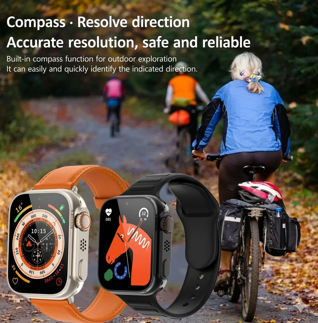 Ultra Smart Watch Bundle with 7-in-1 Interchangeable Straps, Fitness Tracker, Bluetooth Call, Heart Rate Monitor, & Wireless Charging Case